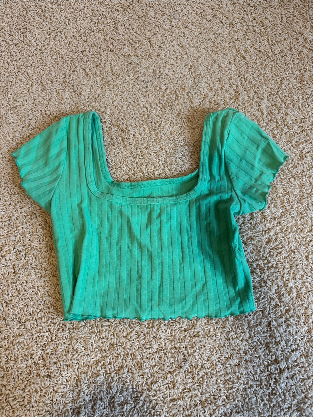 Women’s Ribbed Square-Neck Crop Top in green